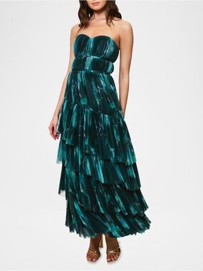 Hutch Lanza Strapless Pleated Tulle Gown